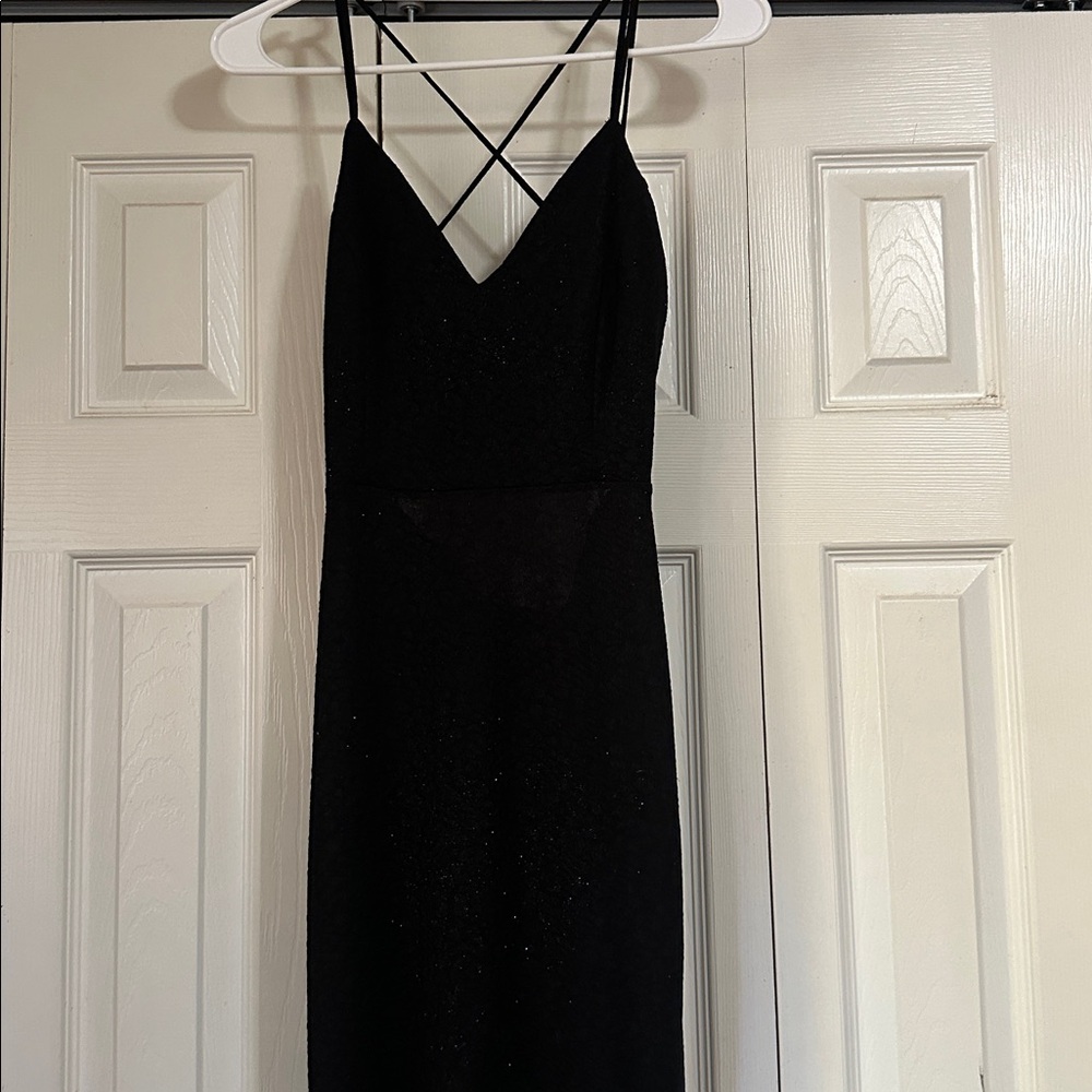 Windsor Black Glittery Dress with Lace-Up Detail